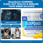 Relaxium SleepQuick Gummies, Sleep Aid, 5 mg Melatonin, D-3, Lemon, 60ct | Gut Health & Immune Support, Prebiotic Probiotic Blend, Gluten & Drug Free
