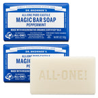 Dr. Bronner's Pure-Castile Magic Soap Bars (Peppermint, 5 oz, 6-Pack) - Made with Regenerative Organic Certified Oils - For Face, Body & Hair - Gentle, Vegan - Bar Soaps for Men & Women