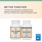 Citrus Bergamot Extract 1,000mg, Supports Healthy Cholesterol, 60 Capsules | Full-Spectrum Citrus Polyphenols, Supports Heart Health, Healthy Cholesterol + Triglyceride Levels, Third-Party Tested