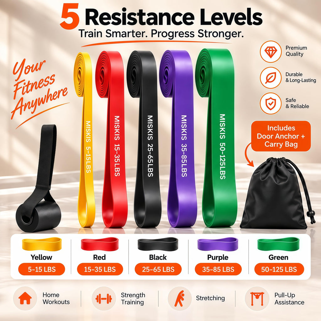 Resistance Bands for Working Out, 5-Level Pull Up Assistance Bands Set