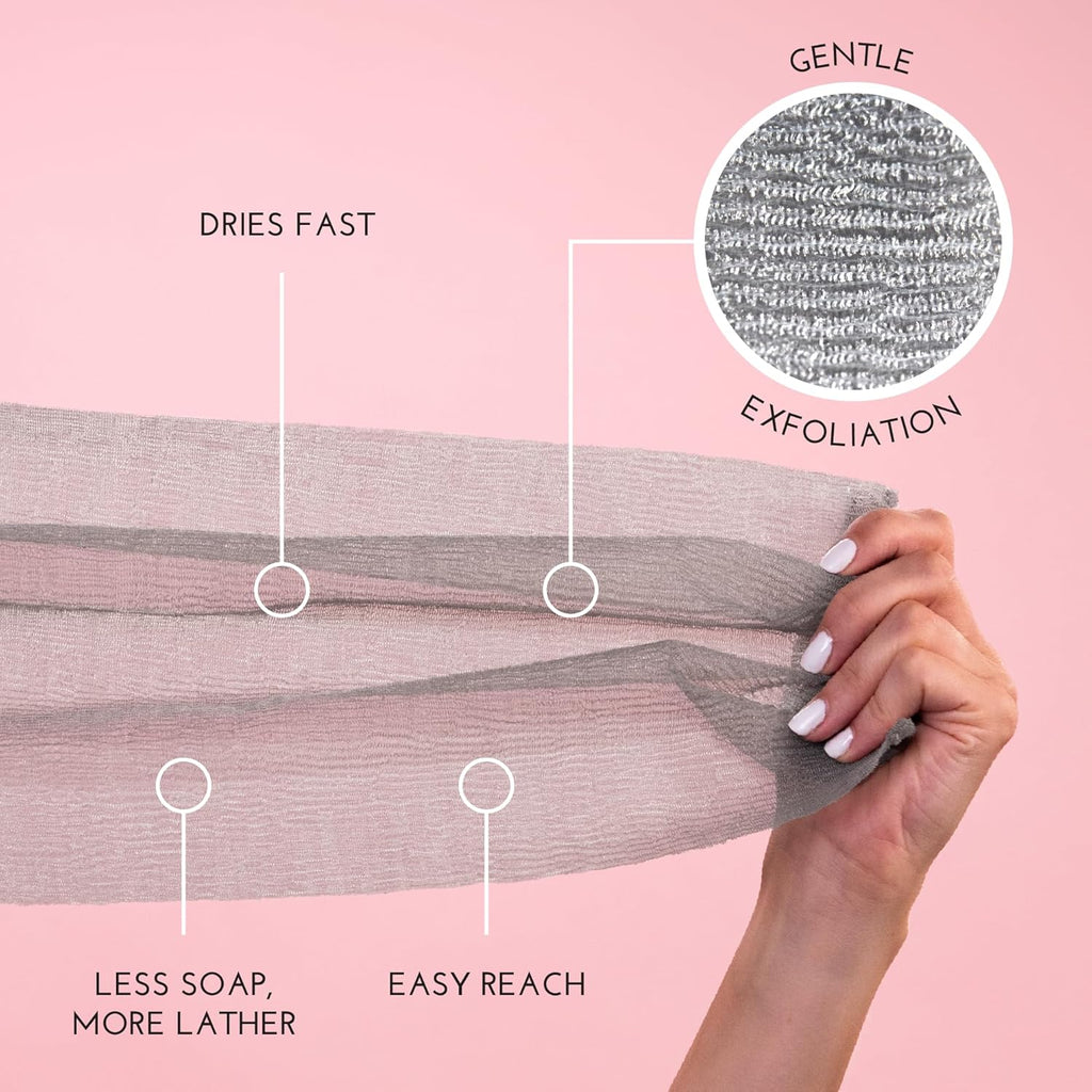 Buy now S&T INC. Back Scrubber for Shower, Exfoliating Body Scrubber or Bath Exfoliating Towel for Skin Care, 11.8 Inches x 35.4 Inches, Grey, 3 Pack at indiglob india