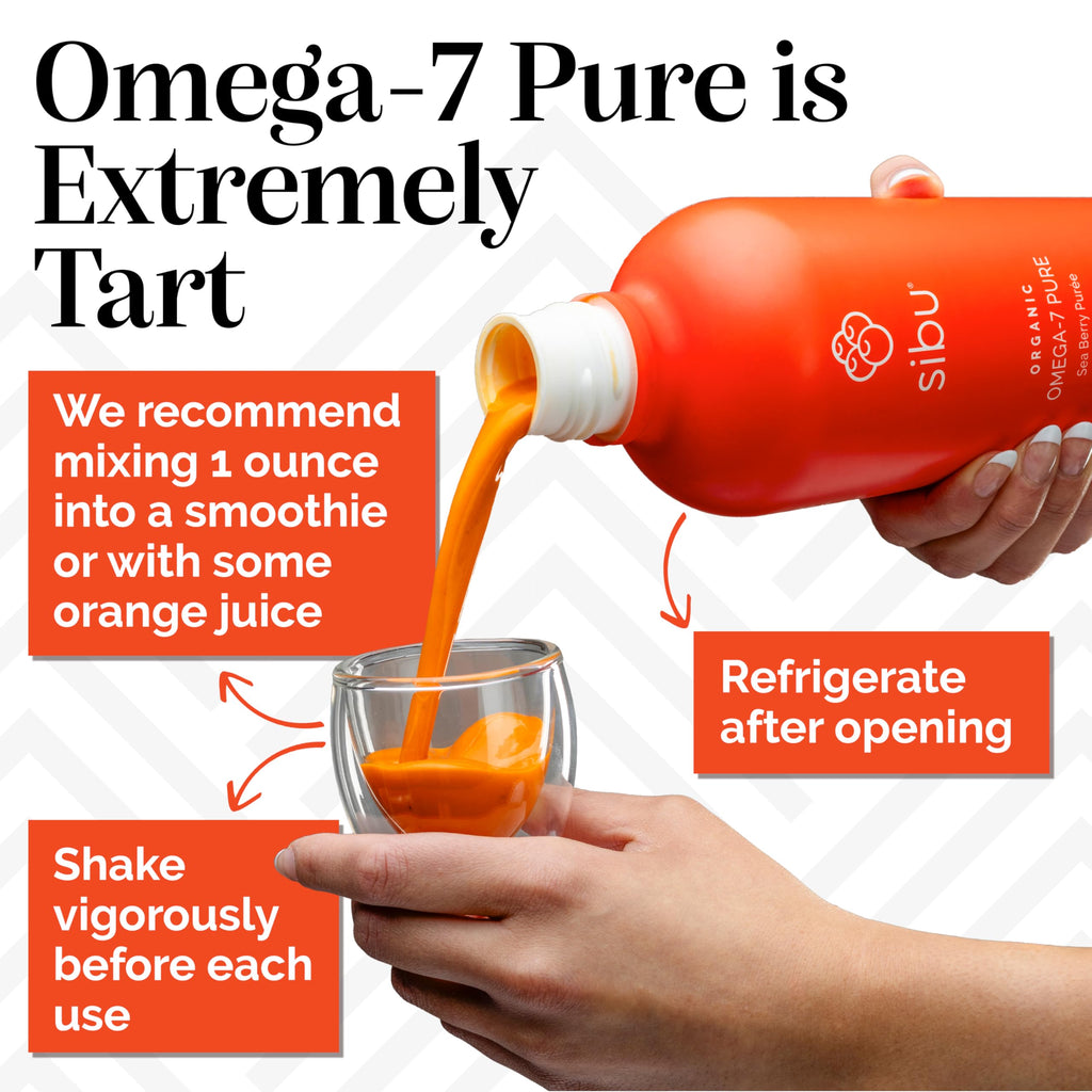 sibu Omega-7 Pure, 100% Pure Sea Buckthorn Juice (32 oz) USDA Organic