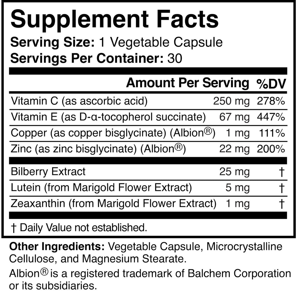Visigard Natural Eye and Vision Support Supplement, Vegan, Gluten-Free