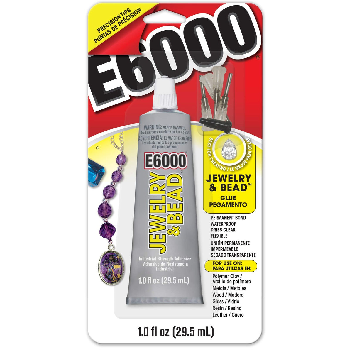 E6000 Jewelry and Bead Adhesive with 4 Precision Applicator Tips for Jewelry! (Original Version)