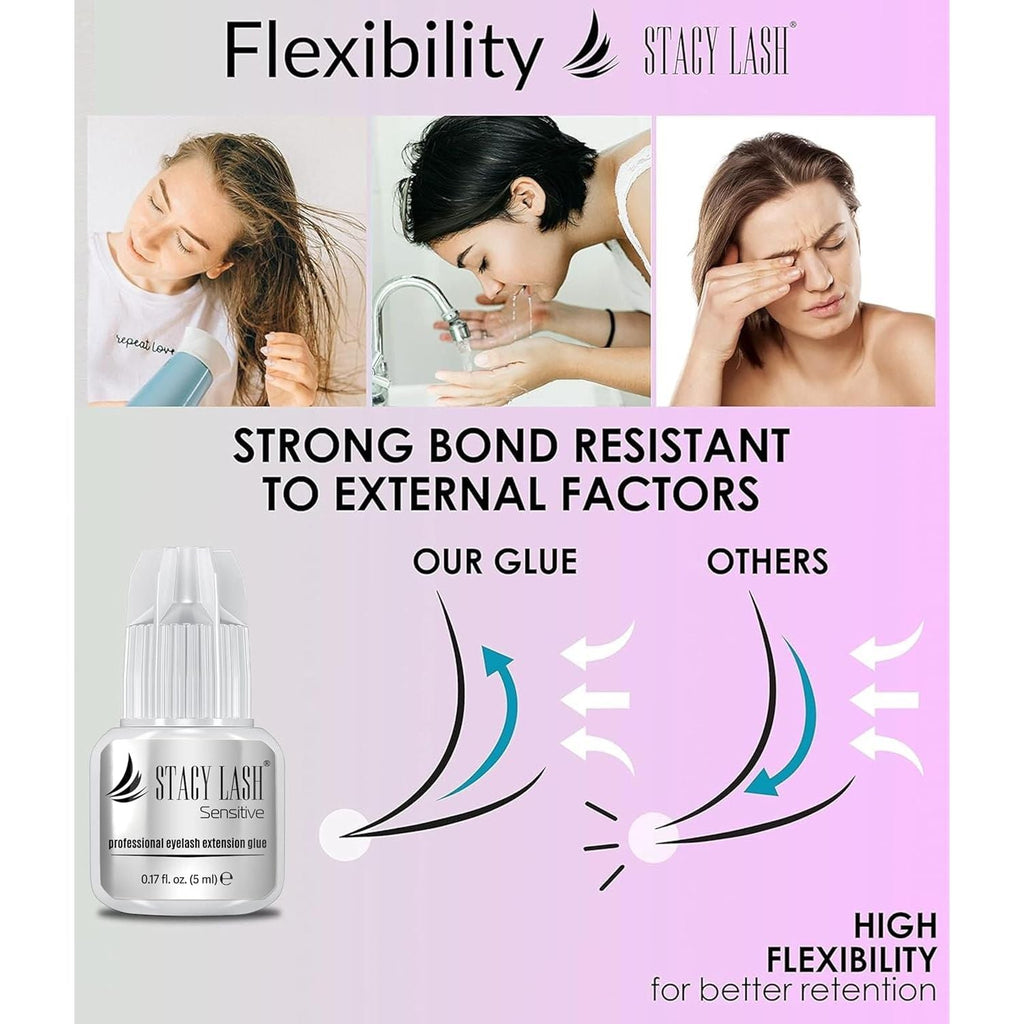 Buy now Sensitive Eyelash Extension Glue Stacy Lash 0.17fl.oz/5ml / 5-6 Sec Drying time/Retention â€“ 4-5 Weeks/Black Adhesive/Professional Supplies at indiglob india