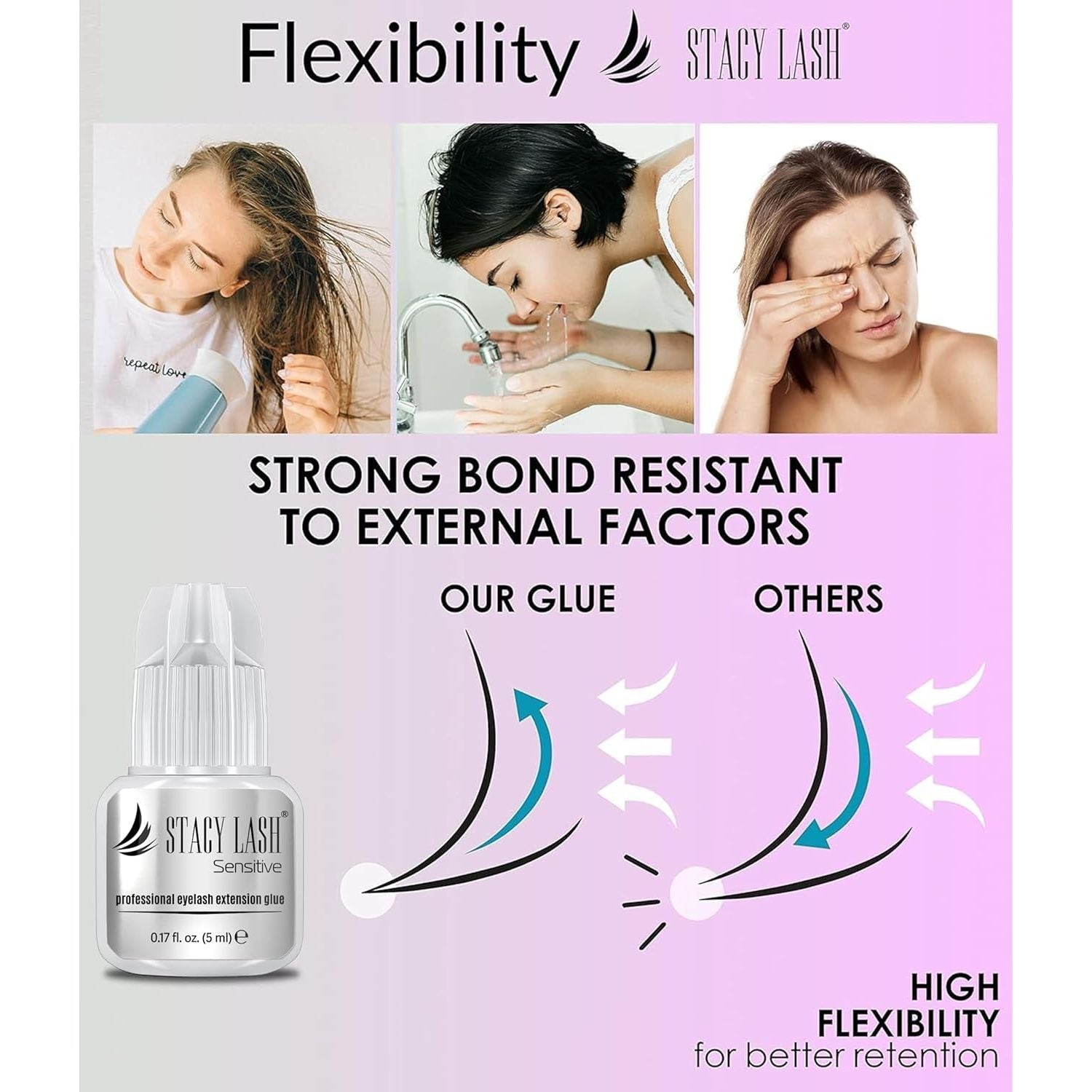 Buy now Sensitive Eyelash Extension Glue Stacy Lash 0.17fl.oz/5ml / 5-6 Sec Drying time/Retention â€“ 4-5 Weeks/Black Adhesive/Professional Supplies at indiglob india