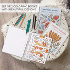 Beautiful Adult Coloring Book Set of 2 for Relaxation - Affirmation Books
