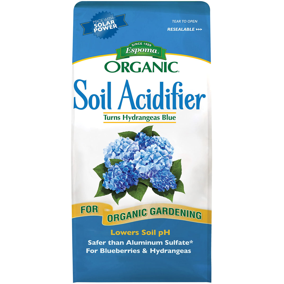 Espoma Organic Soil Acidifier Amendment; Lowers Soil pH and Turns Hydrangeas Blue! Contains Elemental Sulfur and can be Used for Organic Gardening 6 lb. Bag - Pack of 1