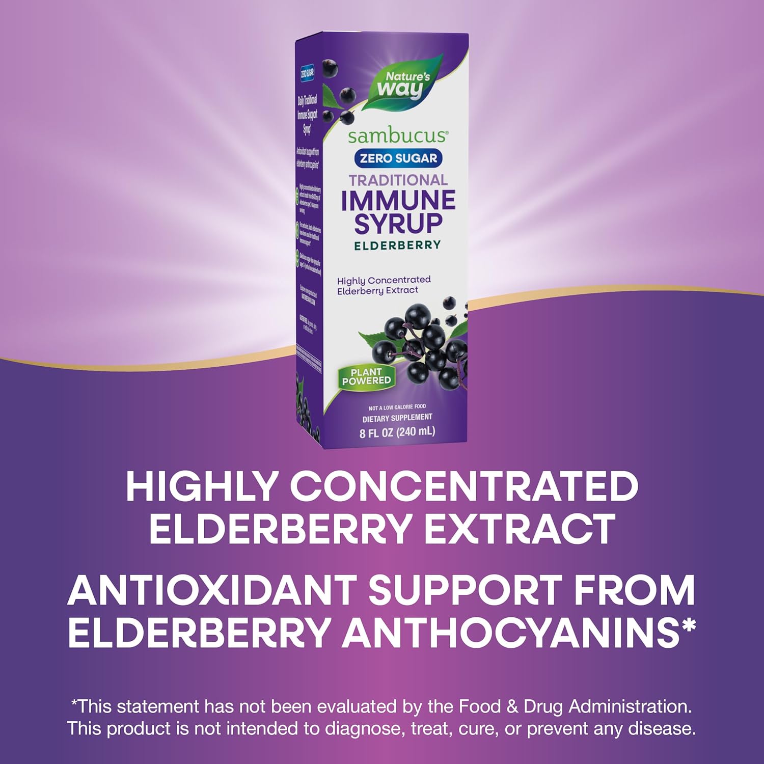 Buy now Natureâ€™s Way Sambucus Zero Sugar Traditional Immune Syrup, Highly Concentrated Black Elderberry Extract, Traditional Immune Support*, Sugar-Free, Berry Flavored, 8 Fl Oz (Packaging May Vary) at indiglob india