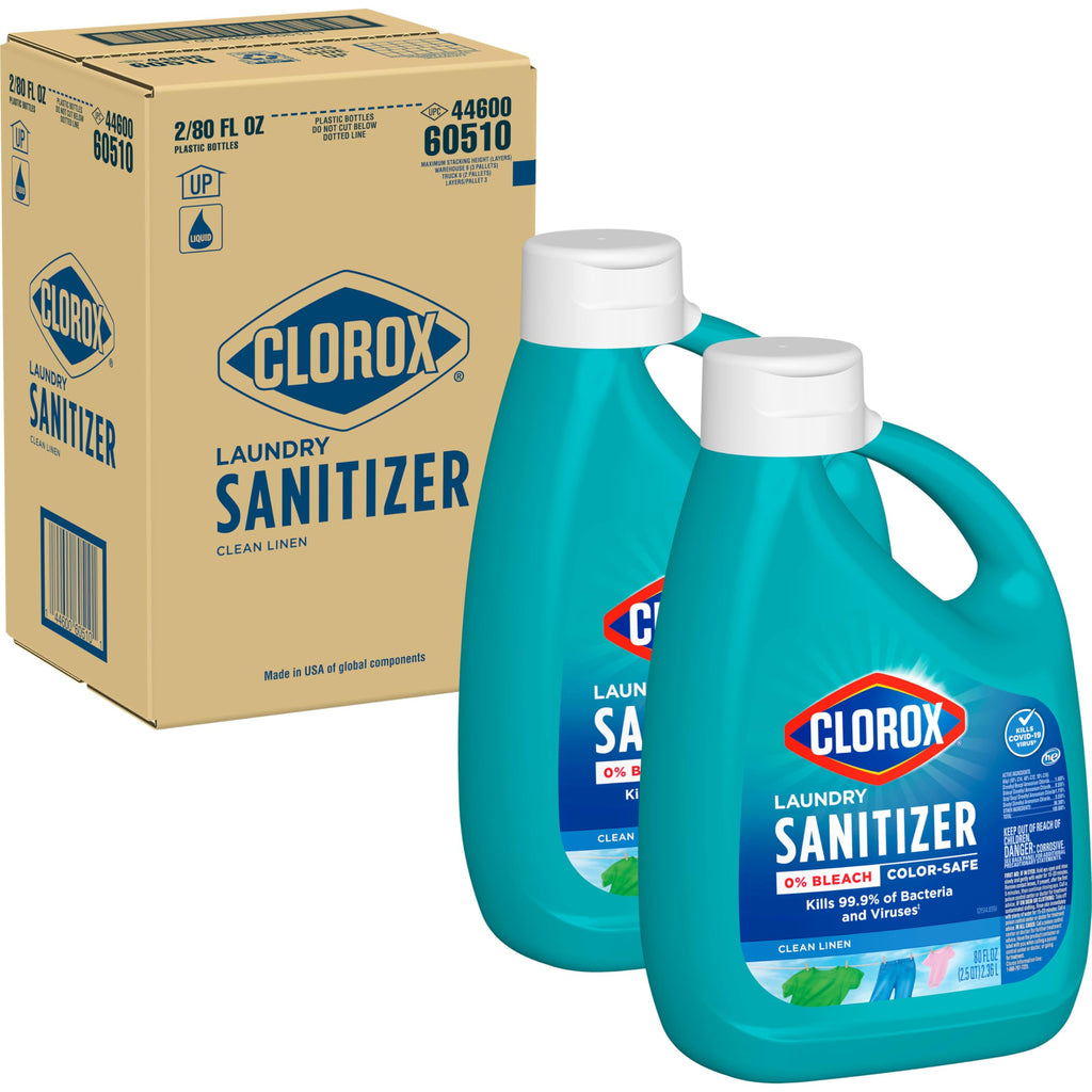 Buy now CLOROX Laundry Sanitizer, 0% Bleach, Color Safe, Clean Linen, Fresh, 80 Fl oz, Pack of 2 (Pack May Vary) at indiglob india
