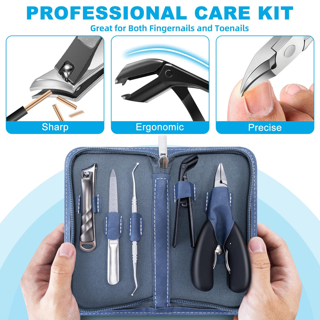 2026 Toenail Clippers for Thick Toenails for Seniors Angled Head | Large Toe Nail Clippers Set for Men, Long Handle Heavy Duty Ingrown Toenail Clippers, Ultra Sharp Slanted Finger Nails Cutter