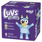 Luvs Size 8 Baby Diapers, Platinum Protection Bluey Diapers for Day & Night,Size 8 (46+ lb), 52 Count