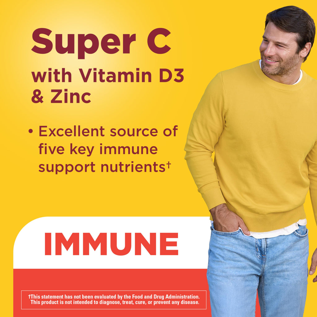 Nature Made Super C Tablets with Vitamin D3 and Zinc, 60 Tablets | Adult Vitamin C Immune Support Supplement, For Daily Immune Support and Antioxidant Support, 60 Day Supply