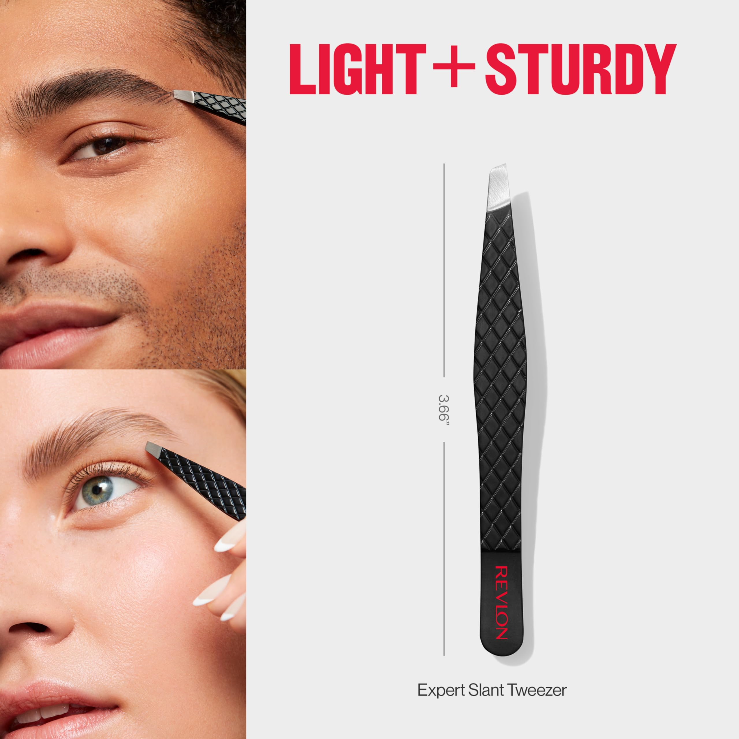 Revlon Expert Slant Tip Tweezer, Black, 1 Count | High precision stainless steel slant tweezer for easy, accurate hair removal.