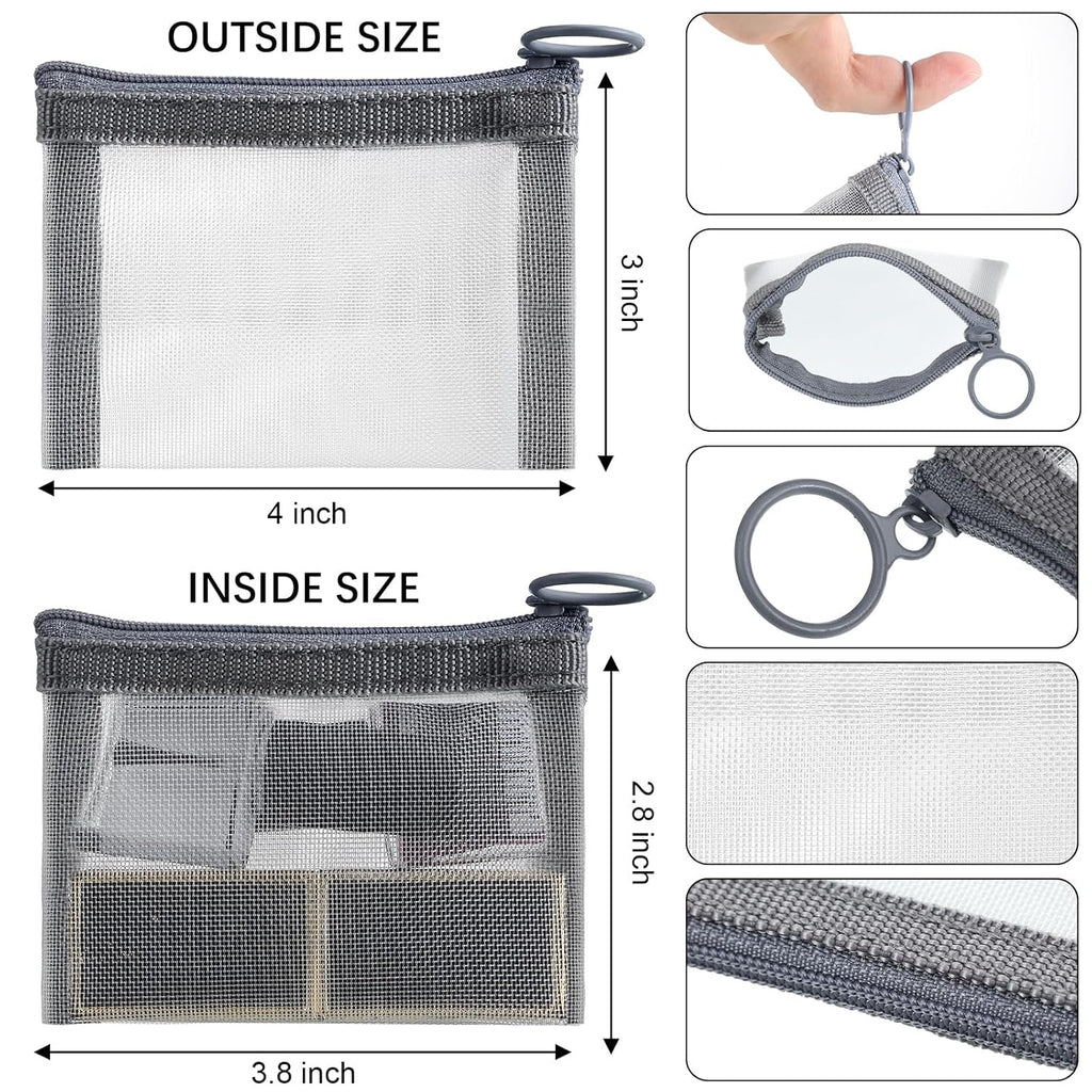 Buy now Frienda 10 Pcs Small Mesh Bags with Zipper Mini Zipper Mesh Bags Nylon Cosmetic Coin Purse Pouches Portable Reusable Storage Pouch with Keychain for Women Home Travel(3 x 4 Inch,Grey) at indiglob india