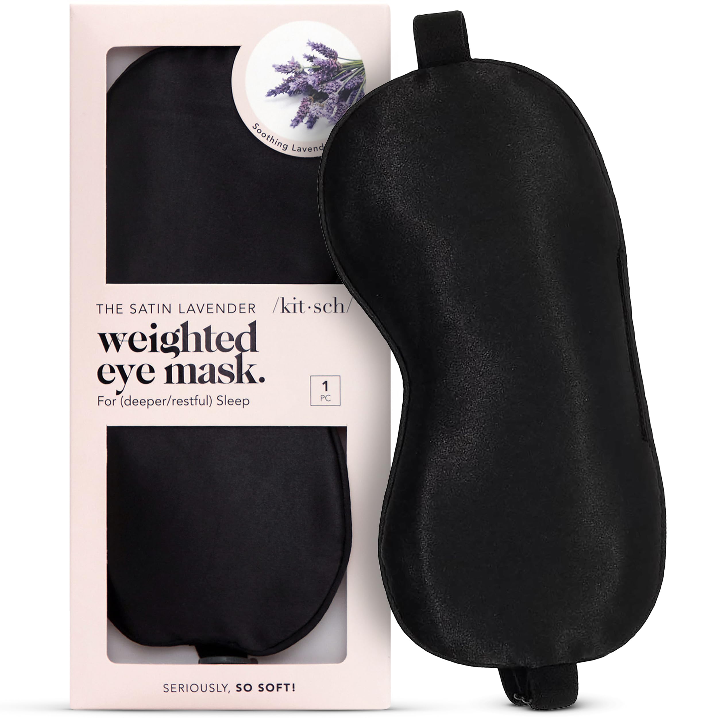 Buy now Kitsch Weighted Satin Sleep Mask - Weighted Eye Masks for Sleep and Travel - Lavender Sleeping Mask for Women and Men - Light Blocking, Adjustable Strap, Ultra-Soft (4.1oz/116g) at indiglob india