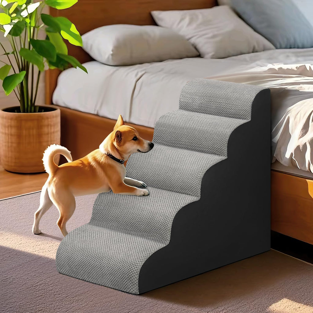 MEJYJEM Dog Stairs for high Beds 28.7” H, 5 Step Pet Ramp for Large Dogs