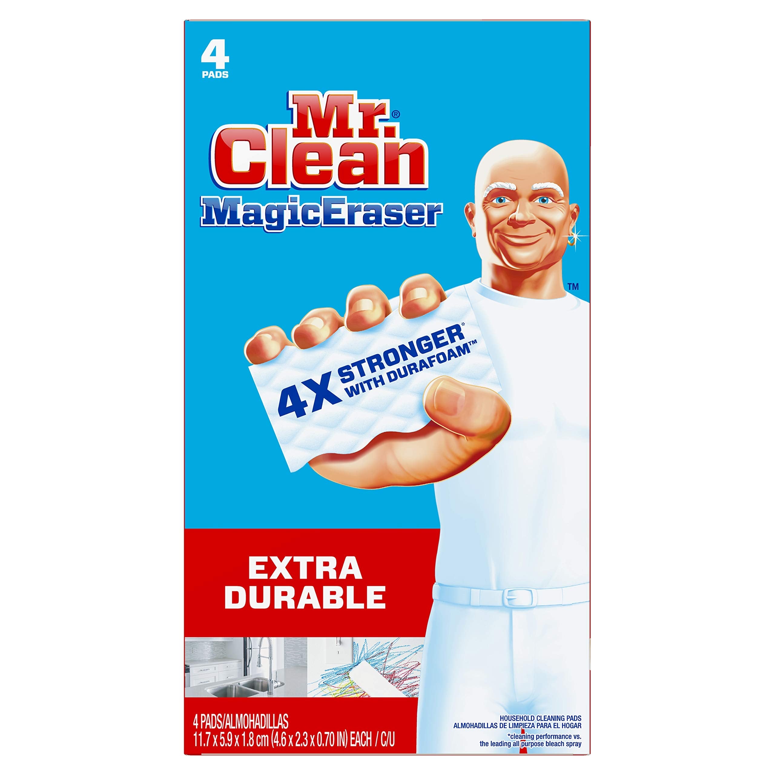 Buy now Mr. Clean Magic Eraser Sponge, All Purpose Cleaner, Cleaning Scrubber, Wall Cleaner, Sneaker Cleaner, Kitchen, Bathroom, Shower Cleaning Supplies, Melamine Sponge, Cleaning Pads, Extra Durable, 10ct at indiglob india