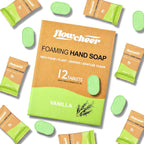 Flowcheer foaming hand soap refill tablets in vanilla scent. Contains 12 plant-derived tablets, verified by CuratCart.
