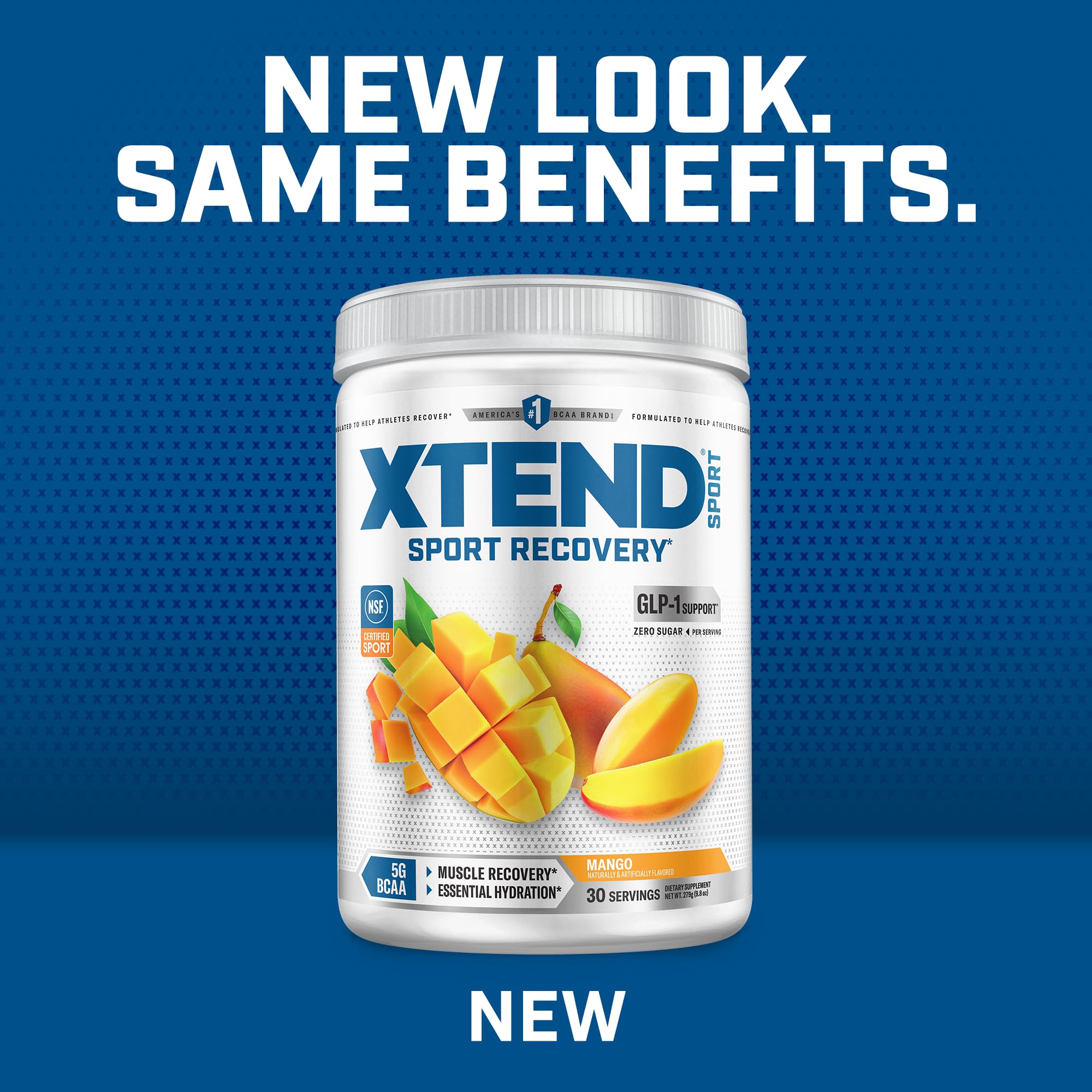 Xtend Sport BCAA Powder for Recovery, Mango, 30 Servings | Mango flavor with 5g BCAAs & electrolytes for muscle recovery, hydration and daily performance.