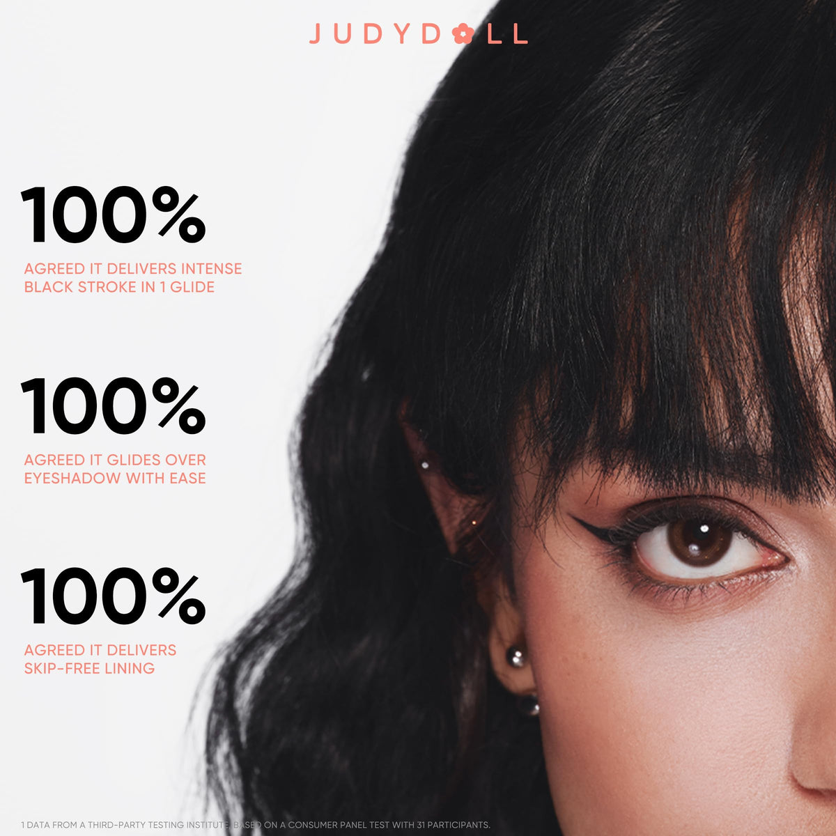 JUDYDOLL Intense Black Liquid Eyeliner - Black Liquid Liner, Waterproof, Smudge-proof, Long lasting, Easy Glide & Ultra-fine Brush Tip, Skip-free Lining, Ideal for Cat Eyes & Wings, Beginner Friendly