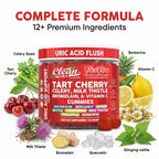 Clean Nutra Tart Cherry Gummies Uric Acid Flush Celery Milk Thistle Bromelain Vitamin C Magnesium Citrus Bergamot Ginger Stinging Nettle Leaf Chamomile Berberine Quercetin Support 60 Gummy Vitamins