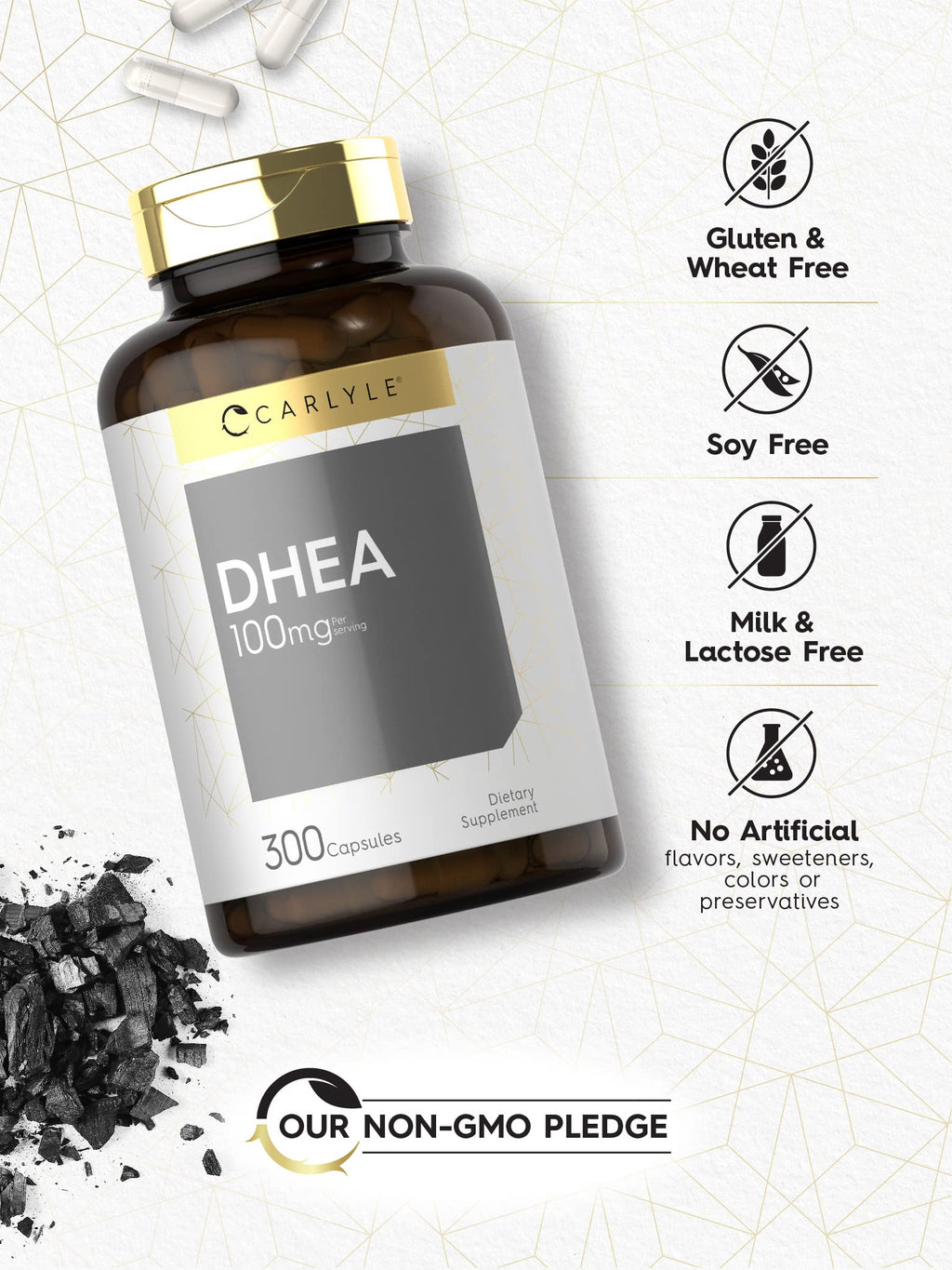 Carlyle DHEA 100mg Supplement | 300 Capsules | for Women and Men