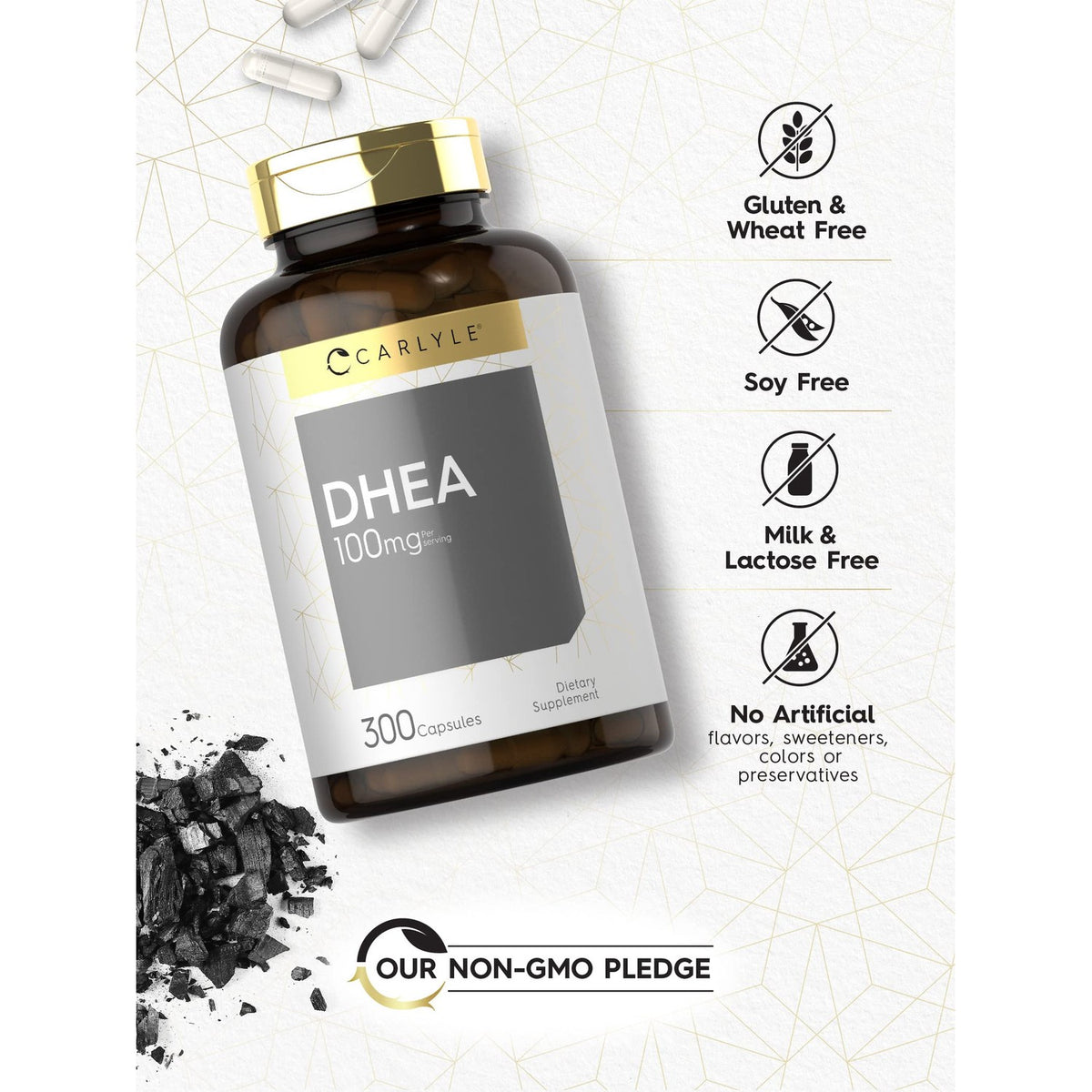 Carlyle DHEA 100mg Supplement | 300 Capsules | for Women and Men