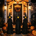 DR.DUDU Halloween Decorations Outdoor 4.6 FT Light Up Witch Stakes Set of 3