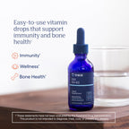 Trace Minerals Liquid Vitamin D3 + K2 Supplement, 5000 IU, 2 fl oz | Ionic liquid drops, 100 mcg K2 per serving, bone and immune support, 3rd-party purity verified, 296 servings per bottle