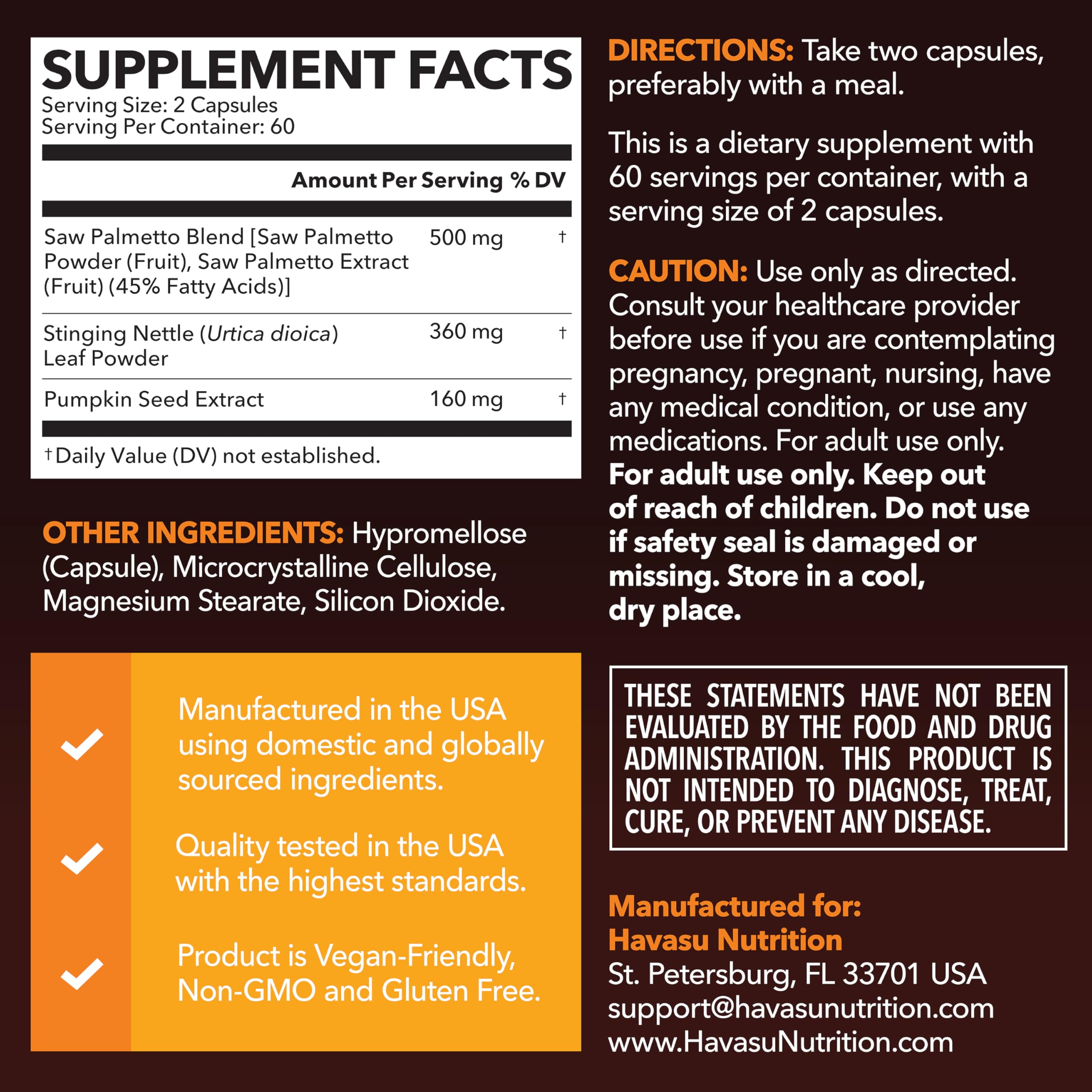 Saw Palmetto for Men, DHT Blocker and Prostate Health Supplement, 120 Count | Potent 3X Formula with Pumpkin Seed Oil and Stinging Nettle, Bladder and Urinary Support, Vegan, Non-GMO, 2-Month Supply