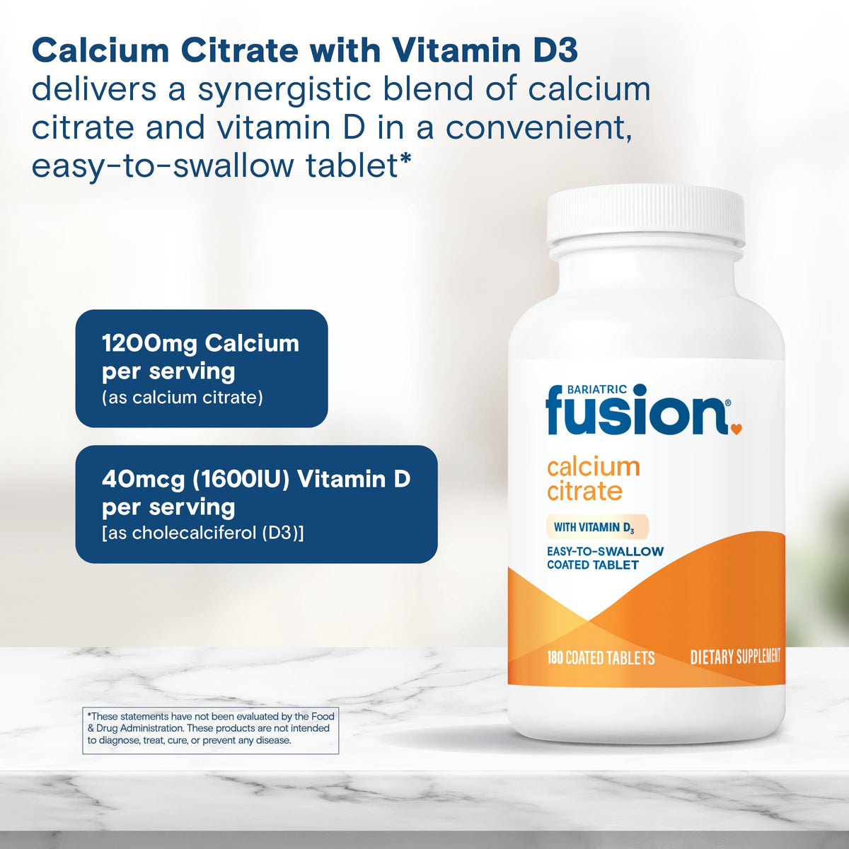 Bariatric Fusion Calcium Citrate with Vitamin D3, 180 Tablets