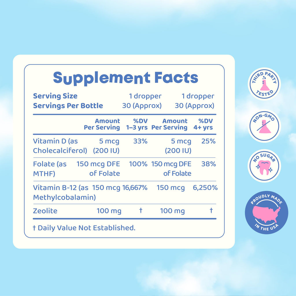 JoySpring LingoLeap Kids Methylfolate B9 Drops, Grape, 30 Servings