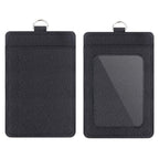2 Pack Badge Holders and Heavy Duty Retractable Reel Clips Set, Vertical Leather ID Badge Holders with 1 Clear ID Window & 2 Credit Card Slots (Black-2pcs)'