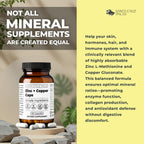 Santa Cruz Paleo, Zinc & Copper Mineral Supplement, High Absorption Formula, Zinc Supplement for Skin & Hair, L Methionine, Copper Gluconate, Trace Minerals, Gluten Free, Keto, Paleo, 60 Capsules