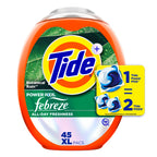 Buy now Tide Power Pods with Febreze Laundry Detergent Pacs, 45 Count, Botanical Rain Scent, All-Day Freshness at indiglob india