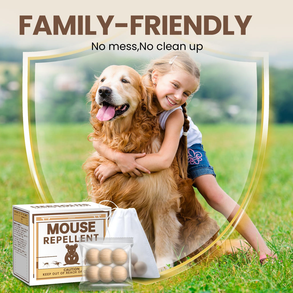 Rodent Repellent 48 Balls, Mouse Repellent Indoor & Outdoor, Mice Repellent with Peppermint Oil, Rat Repellent for House, Garage, RV, Rodent Deterrent for Attic, Basement & Car
