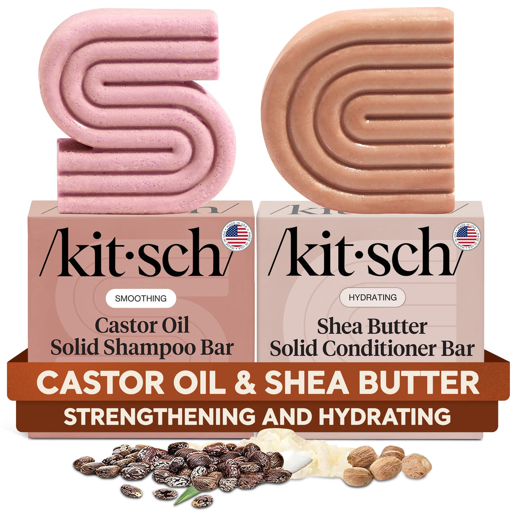 Buy now Kitsch Castor Oil Shampoo & Shea Butter Conditioner Bar â€“ Shampoo and Conditioner Set - Hydrating & Moisturizing Bar Soap - Free of Paraben, Silicone, Sulfate - Made in USA - 2pc Set at indiglob india