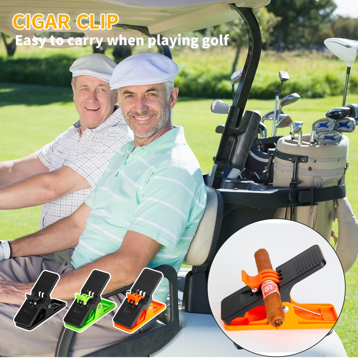 3PACK Cigar Holder For Golf Cart ,Golf Cart Accessories Cigar Gifts For Golfers