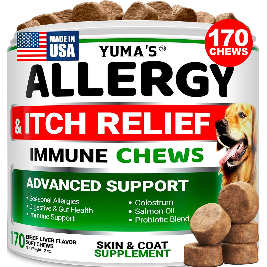 Dog Allergy Relief Chews - 170 Treats, Itchy Skin and Seasonal Itch Support