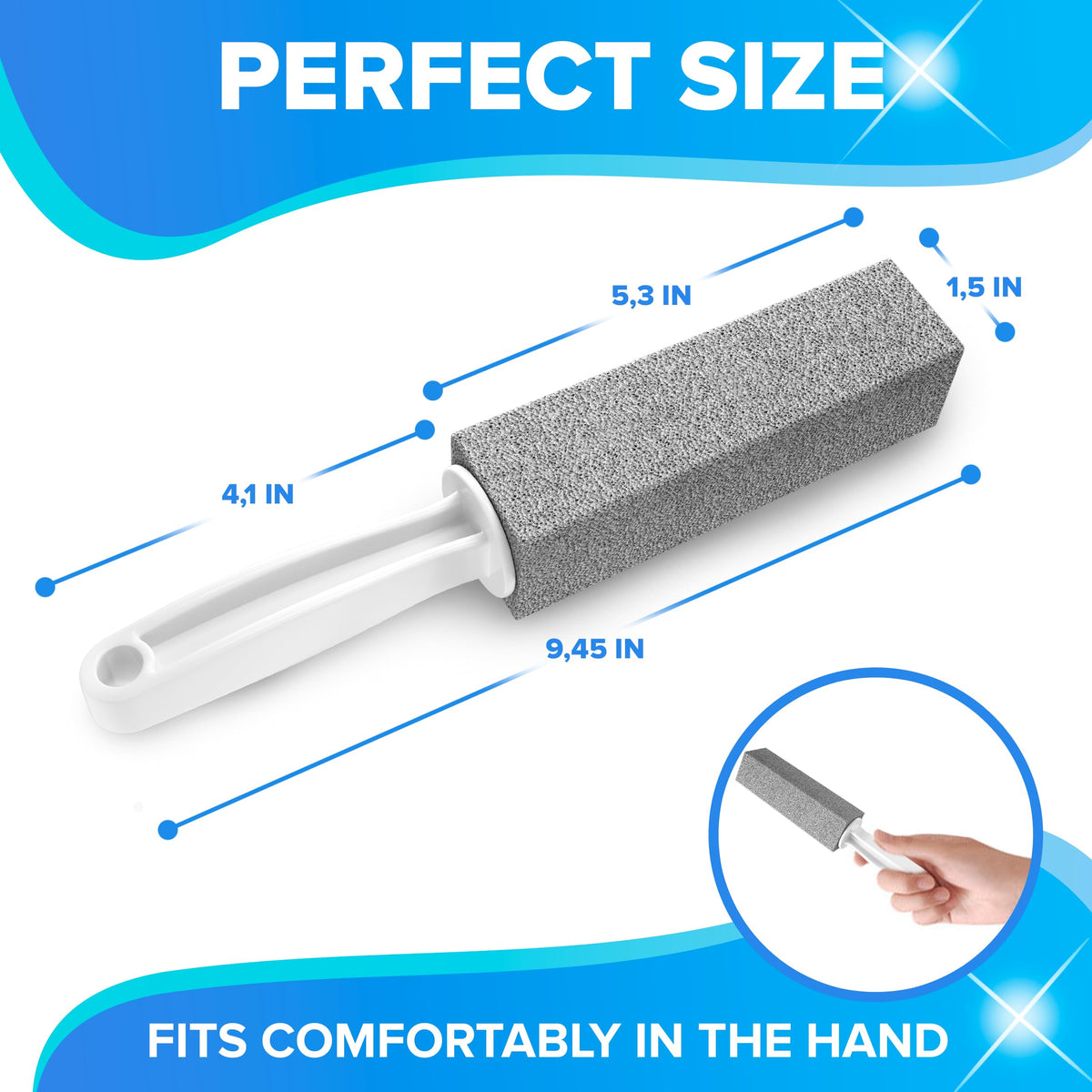 DISIWENE Pumice Cleaning Stone with Handle Toilet Bowl Cleaner Hard Water Ring Remover for Bath/Pool/Kitchen/Household Cleaning (2, 2 Pack with Handle)