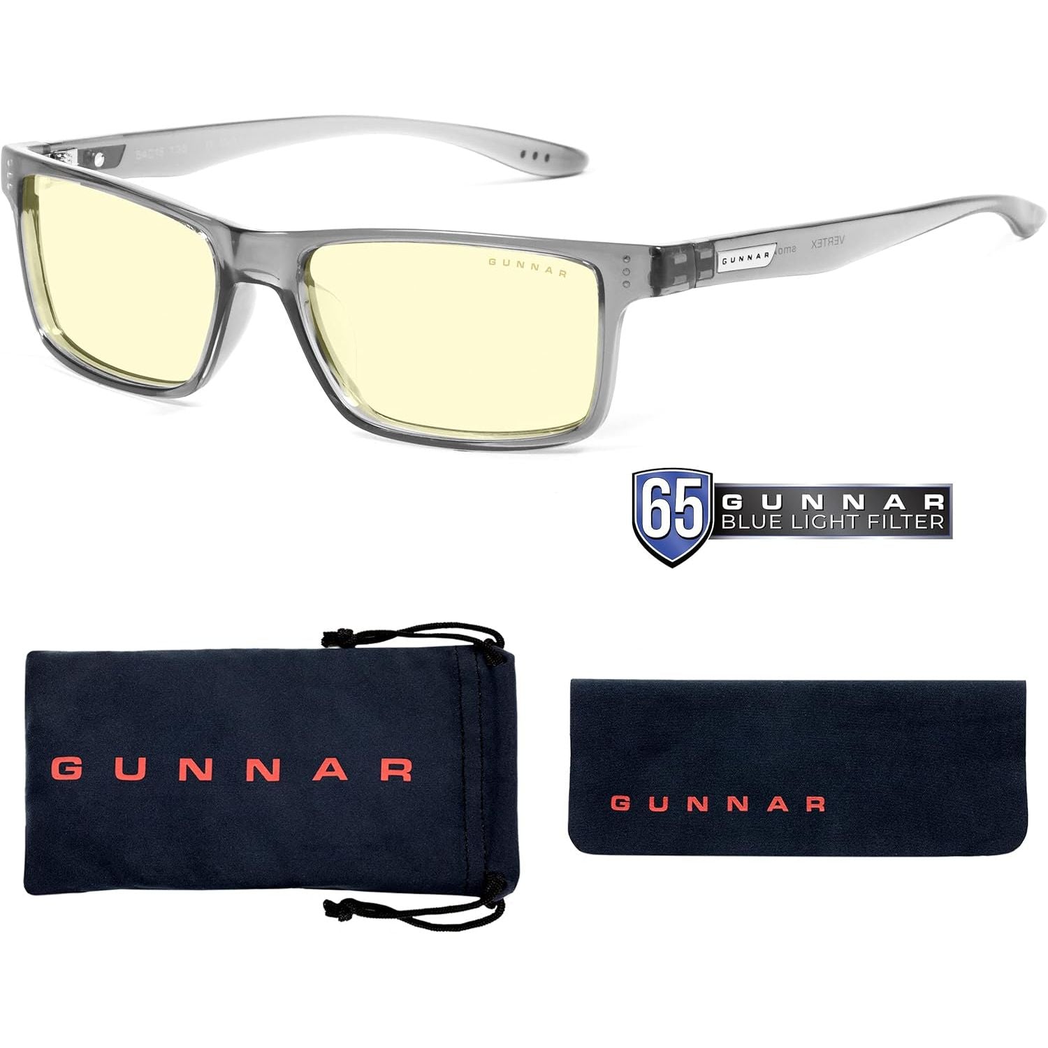 Buy now Gunnar - Blue Light Reading Glasses - Blocks 65% Blue Light - Vertex Gray Crystal, Amber Tint '+3.0 Power at indiglob india