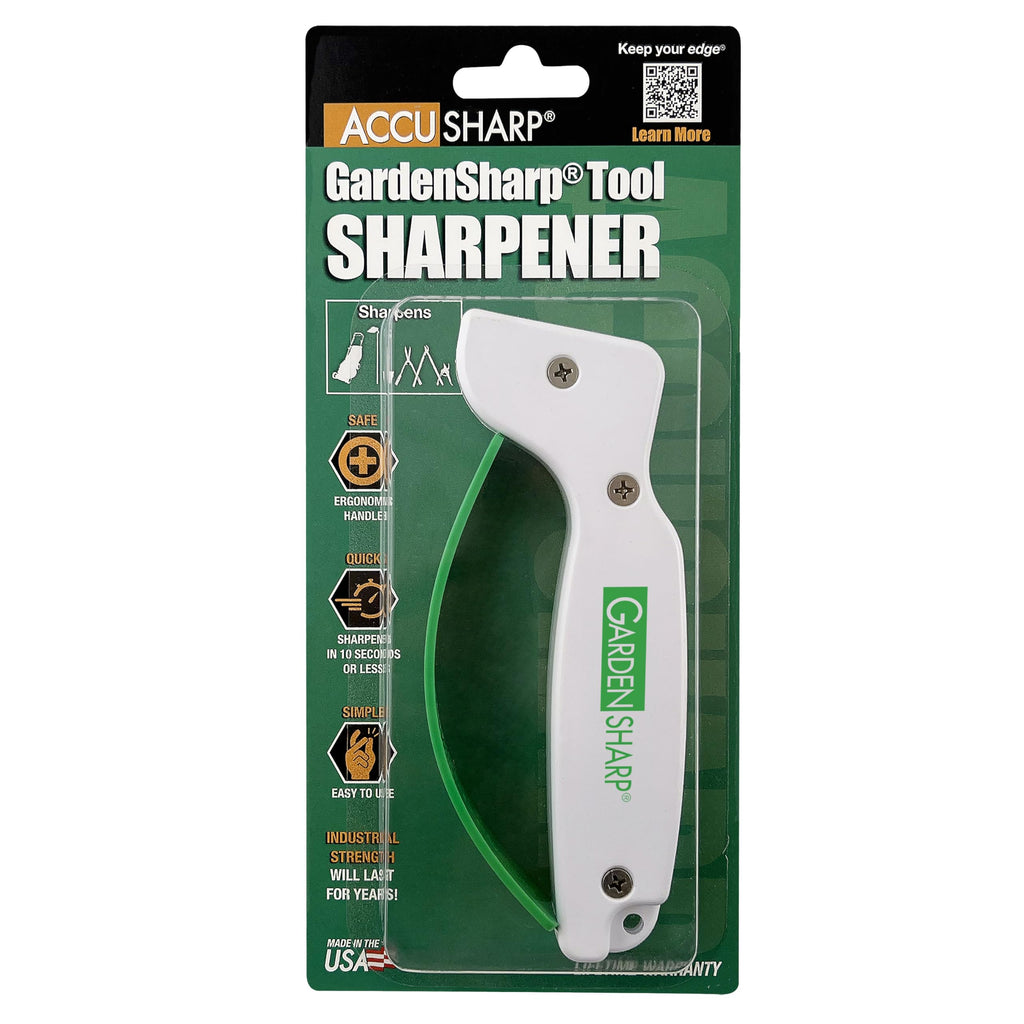 AccuSharp Garden Tool Sharpener, Diamond-Honed Tungsten Carbide Blades, Restores, Repairs, Sharpens & Hones Lawnmower Blades, Secateurs, Limb Loppers, Hoes, Shovels, and Scythes