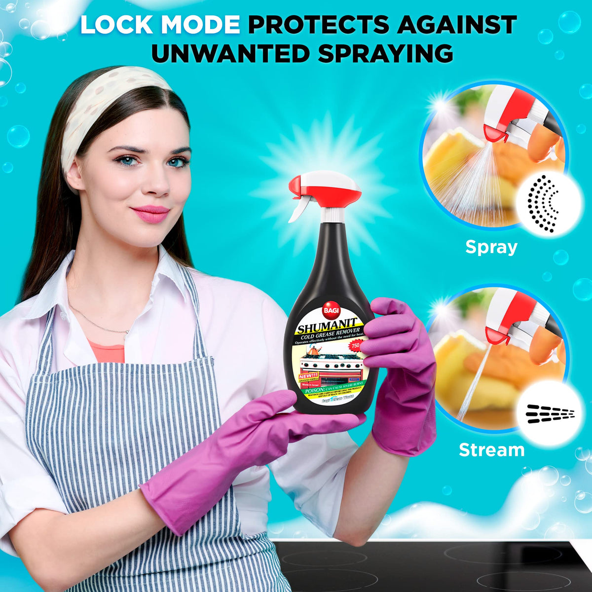 SHUMANIT - Cold Grease Remover. Spray for The immediate Removal of Stubborn and Burnt fats/Grease
