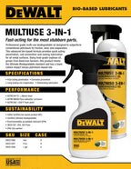 Buy now DEWALT 3 in 1 Multi Purpose Biodegradable Penetrating Oil – Professional Grade Lubricant for Machines, Tools, Doors Hinges and Much More, – Fast Acting Lubricating Formula, 11 oz at indiglob india