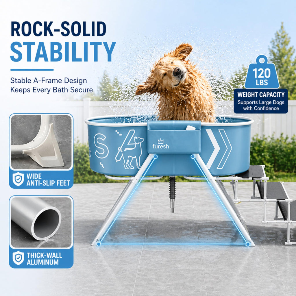 Furesh Foldable Dog Washing Station for Large Dogs with Stairs