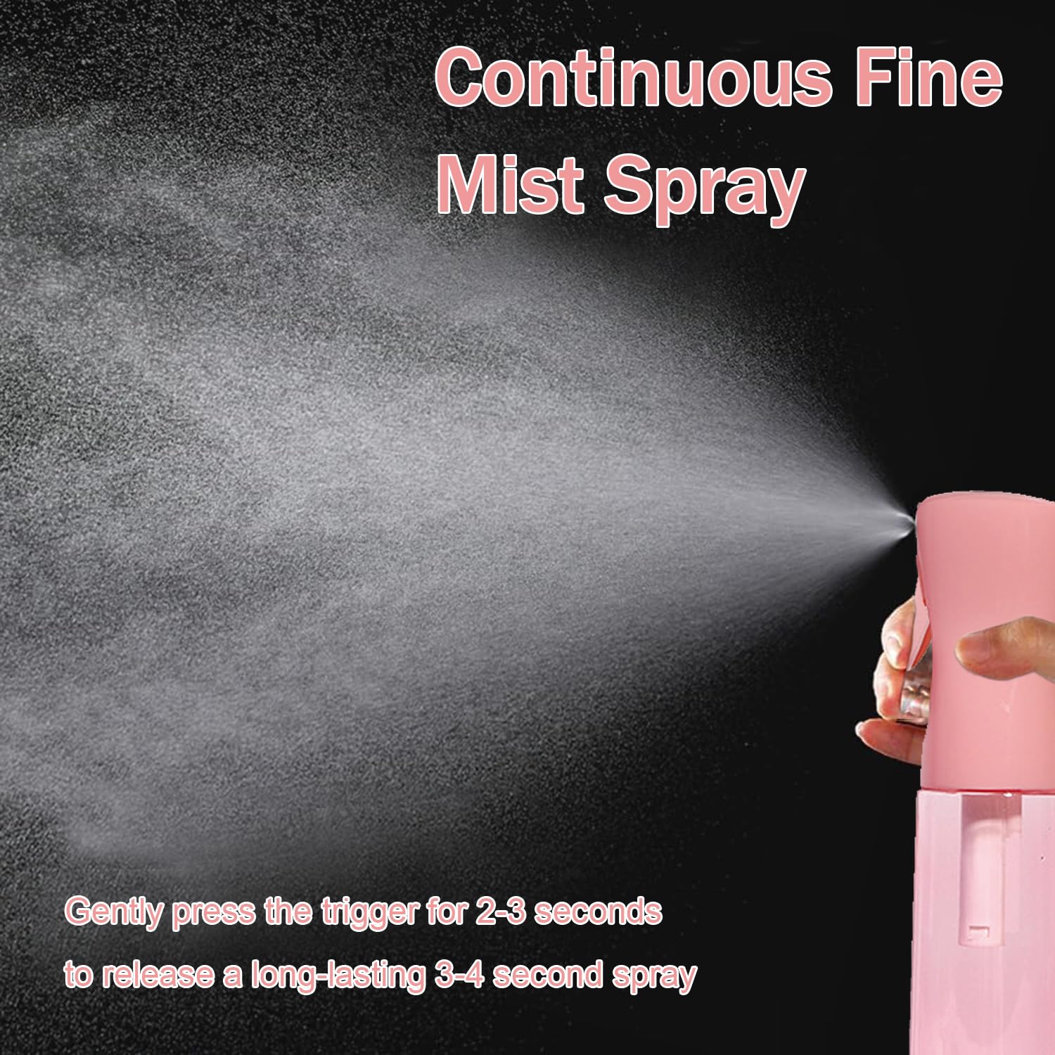 3 Pack Spray Bottles, 2-Pack Continuous Spray Bottles,Fine Water Mist Spray Bottles for Hair 6.8 OZ (200 ML) and 1oz 30ml Travel Spray Bottle Mister for Cleaning,Hairstyling,Plants,Pets Pink Black
