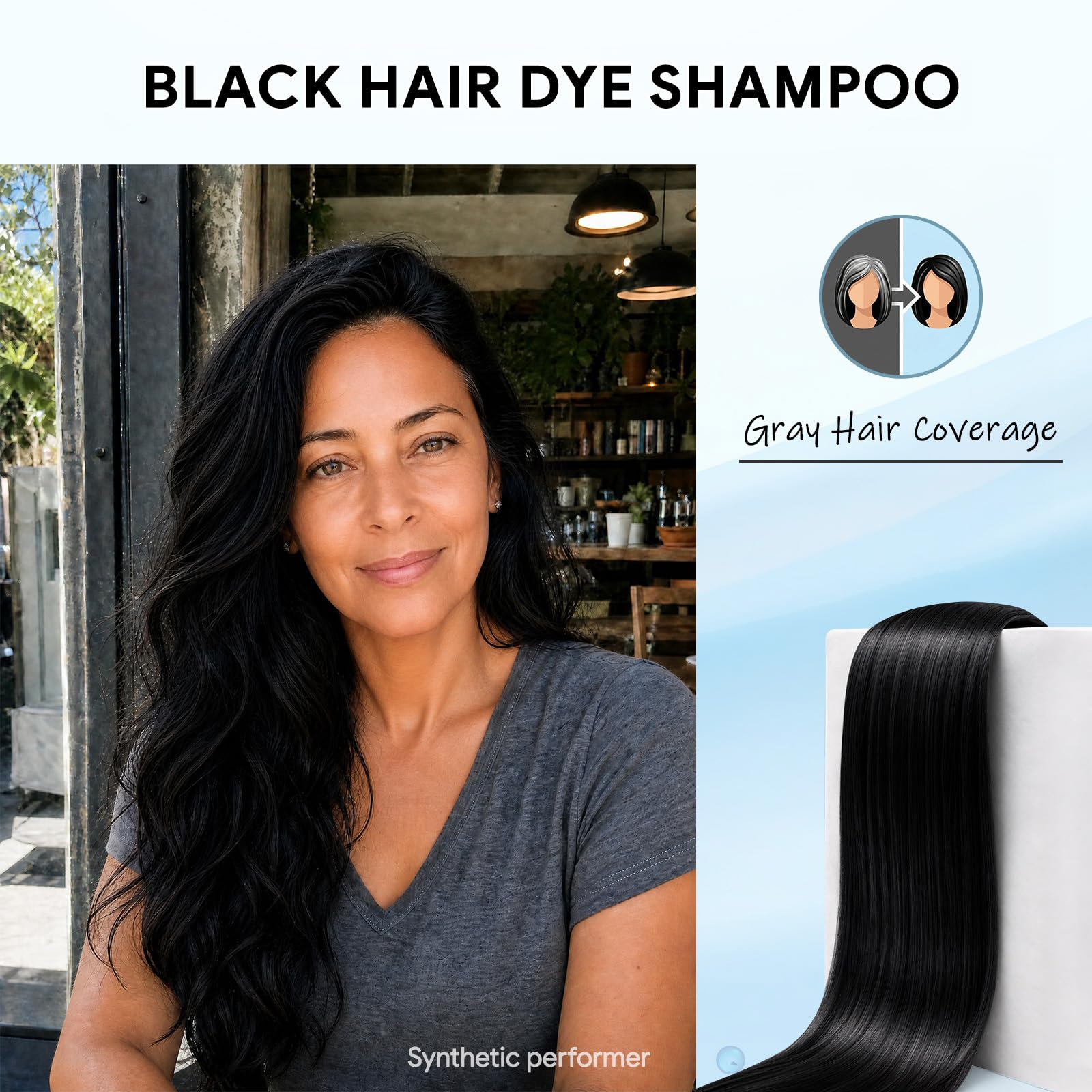 Ivnil Black Hair Dye Shampoo Color Shampoo for Gray Coverage for Women Men | Easy to use at home, Effectively cover white hair