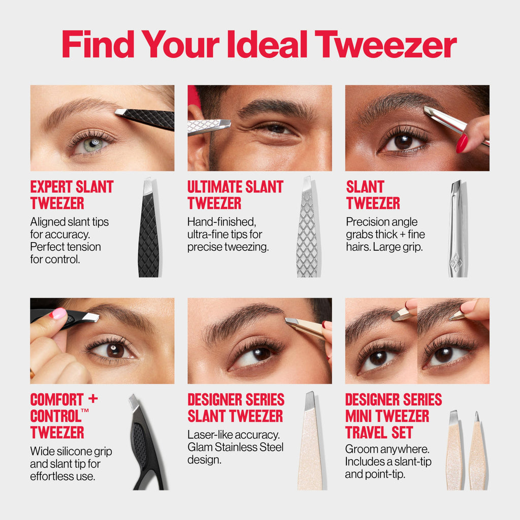 Revlon Expert Slant Tip Tweezer, Black, 1 Count | High precision stainless steel slant tweezer for easy, accurate hair removal.