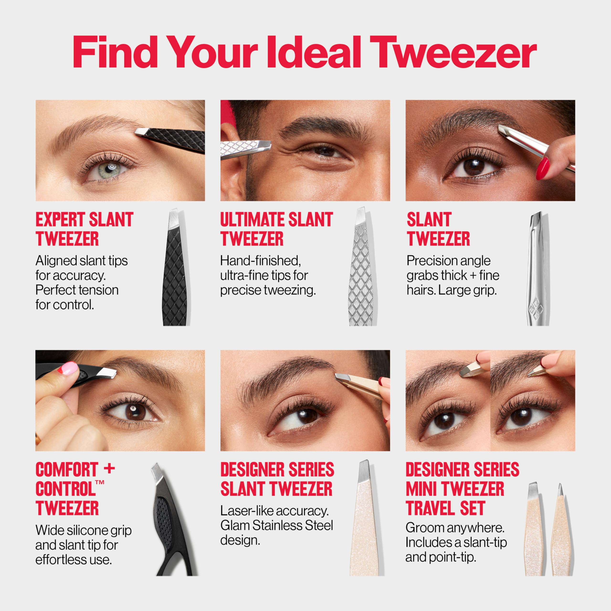 Revlon Expert Slant Tip Tweezer, Black, 1 Count | High precision stainless steel slant tweezer for easy, accurate hair removal.